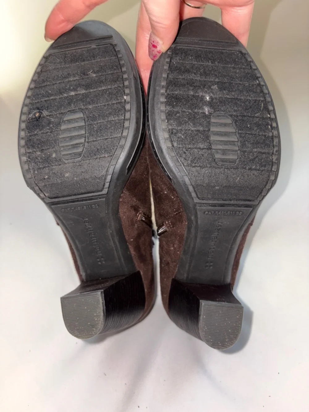 Naturalizer‎ Brown Suede Heeled Booties with Cream Shearling Size 6.5